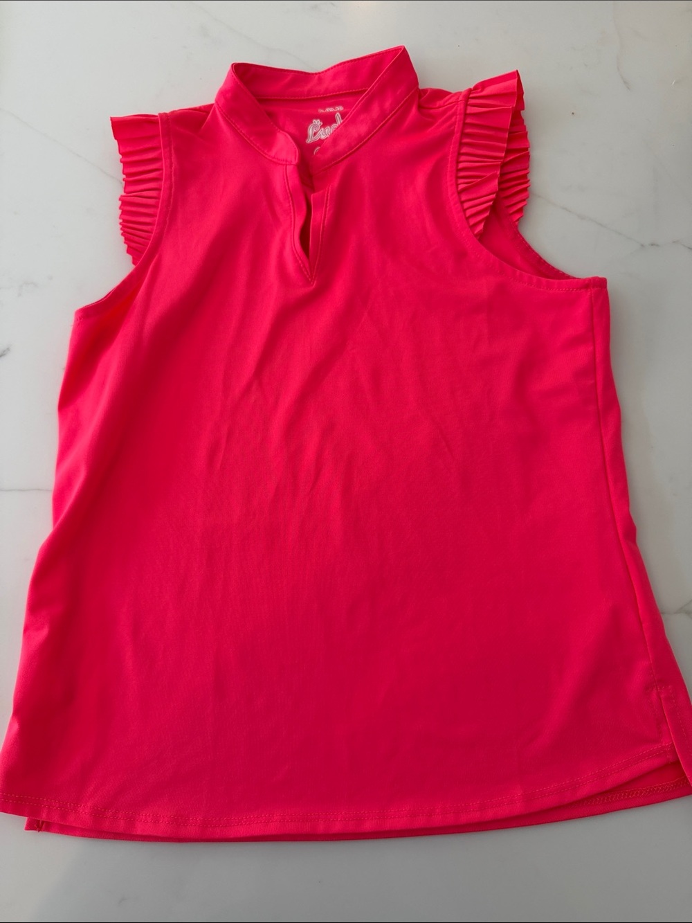 Lucky in Love Girls' Sleeveless Ruffle Tank - Hot Pink, like new!